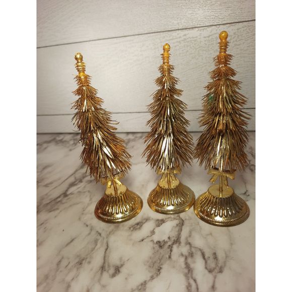 Vintage Gold Plastic Christmas Trees Hard to Find - Picture 2 of 7